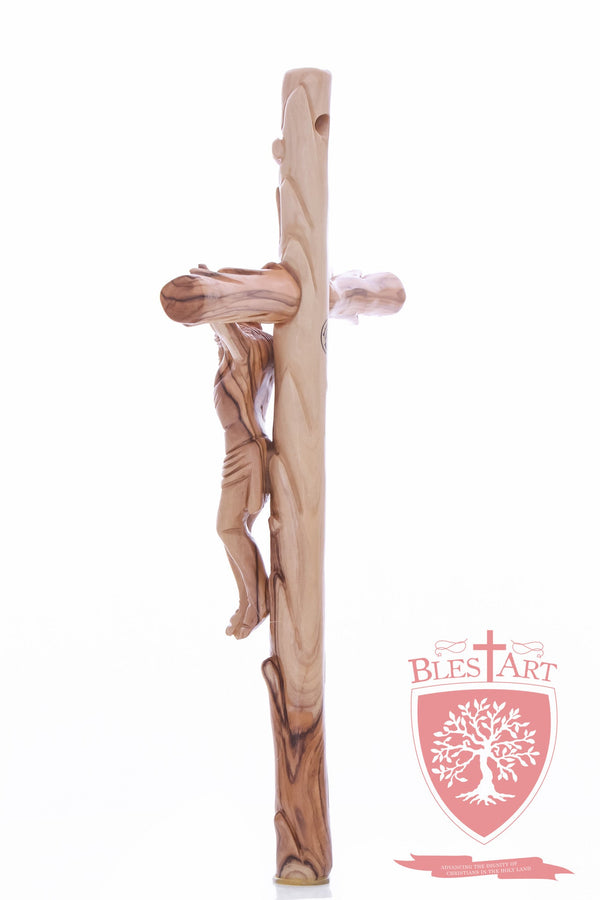 Latin Cross, with a hand Carved body, Size: 14"/ 35 cm