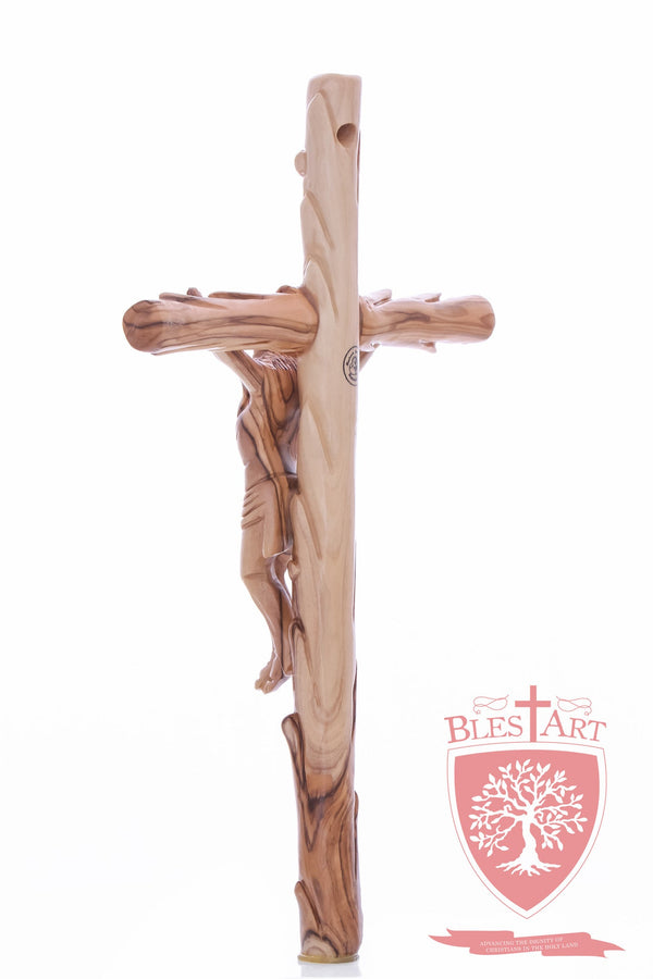 Latin Cross, with a hand Carved body, Size: 14"/ 35 cm