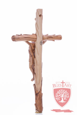 Latin Cross, with a hand Carved body, Size: 14"/ 35 cm