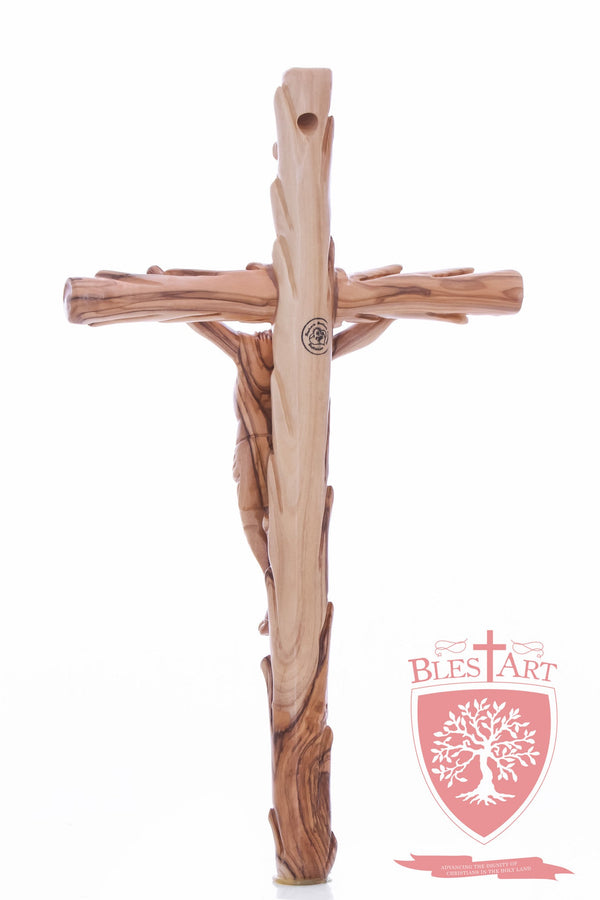 Latin Cross, with a hand Carved body, Size: 14"/ 35 cm