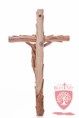 Latin Cross, with a hand Carved body, Size: 14"/ 35 cm