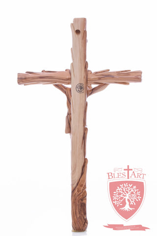 Latin Cross, with a hand Carved body, Size: 14"/ 35 cm