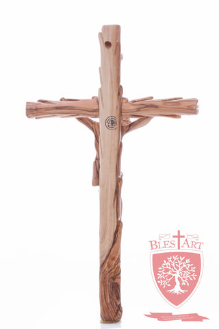 Latin Cross, with a hand Carved body, Size: 14"/ 35 cm