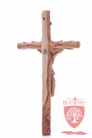 Latin Cross, with a hand Carved body, Size: 14"/ 35 cm