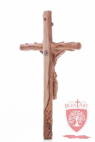 Latin Cross, with a hand Carved body, Size: 14"/ 35 cm