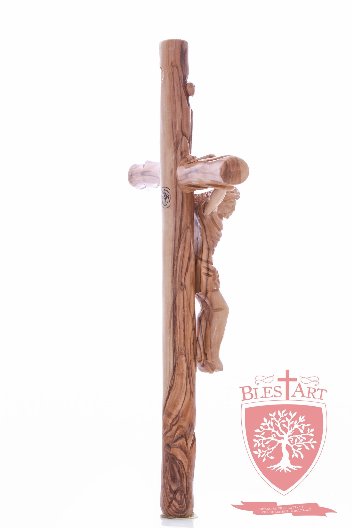 Latin Cross, with a hand Carved body, Size: 14"/ 35 cm