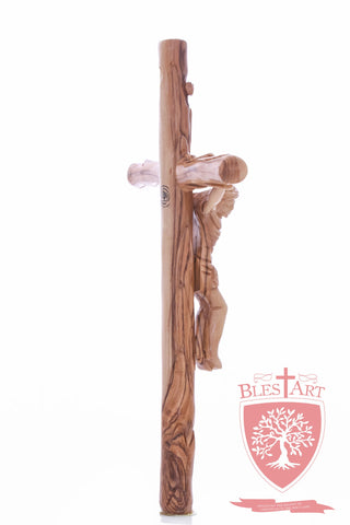 Latin Cross, with a hand Carved body, Size: 14"/ 35 cm