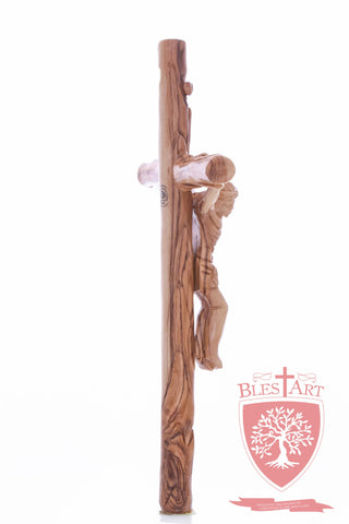 Latin Cross, with a hand Carved body, Size: 14"/ 35 cm