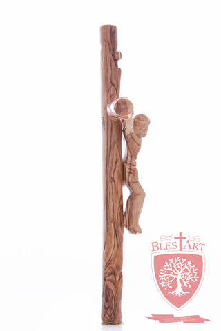 Latin Cross, with a hand Carved body, Size: 14"/ 35 cm