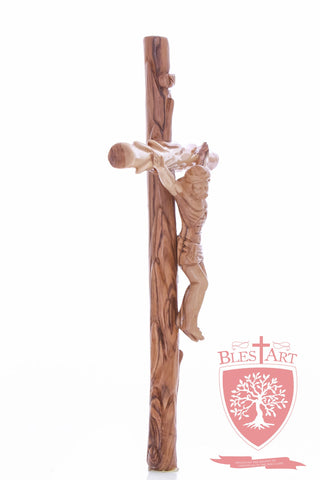 Latin Cross, with a hand Carved body, Size: 14"/ 35 cm