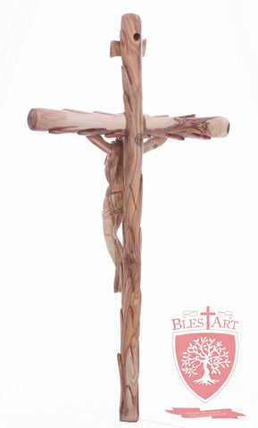 Latin Cross, with a hand Carved body, Size: 19.5"/ 49 cm