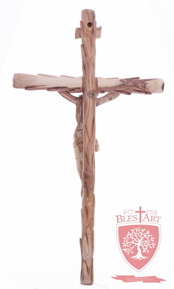 Latin Cross, with a hand Carved body, Size: 19.5"/ 49 cm