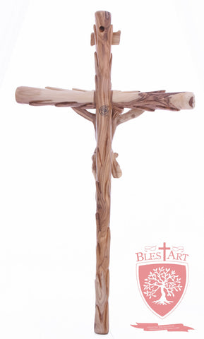 Latin Cross, with a hand Carved body, Size: 19.5"/ 49 cm