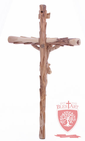 Latin Cross, with a hand Carved body, Size: 19.5"/ 49 cm