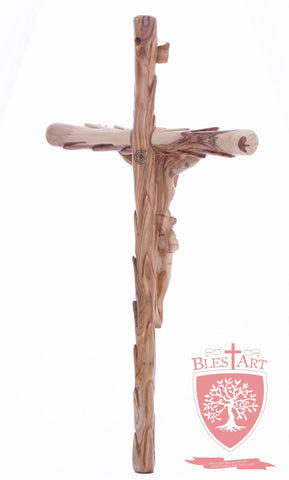 Latin Cross, with a hand Carved body, Size: 19.5"/ 49 cm