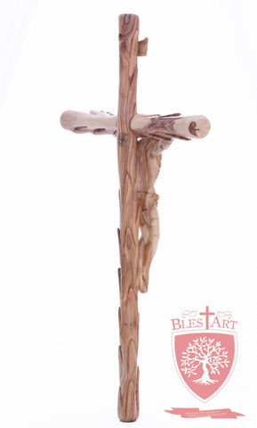 Latin Cross, with a hand Carved body, Size: 19.5"/ 49 cm