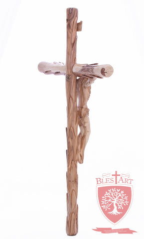 Latin Cross, with a hand Carved body, Size: 19.5"/ 49 cm