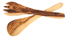 Olive wood plate with Fork and a spoon. The spoon and the fork can be bought separately