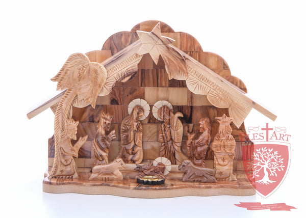 Nativity Set, with 2-d figures and Incense from the tomb of jesus Size: 9" / 25 CM