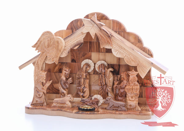 Nativity Set, with 2-d figures and Incense from the tomb of jesus Size: 9" / 25 CM