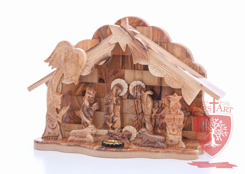 Nativity Set, with 2-d figures and Incense from the tomb of jesus Size: 9" / 25 CM