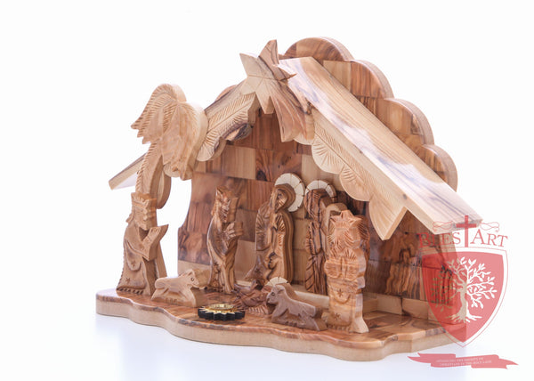 Nativity Set, with 2-d figures and Incense from the tomb of jesus Size: 9" / 25 CM