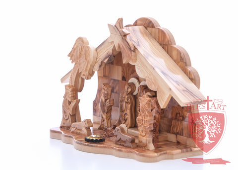 Nativity Set, with 2-d figures and Incense from the tomb of jesus Size: 9" / 25 CM