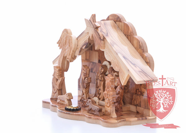 Nativity Set, with 2-d figures and Incense from the tomb of jesus Size: 9" / 25 CM