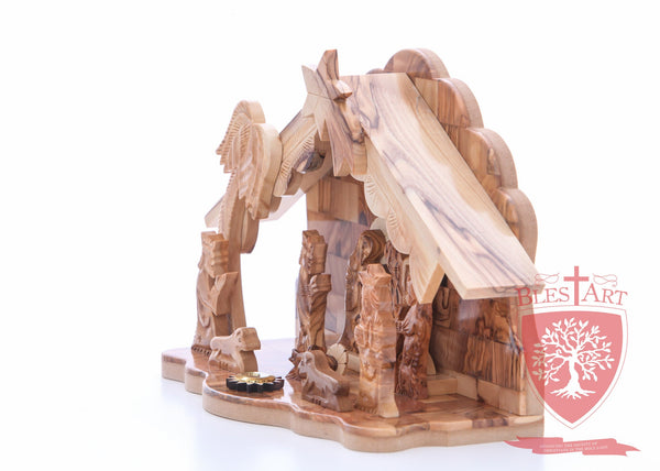 Nativity Set, with 2-d figures and Incense from the tomb of jesus Size: 9" / 25 CM