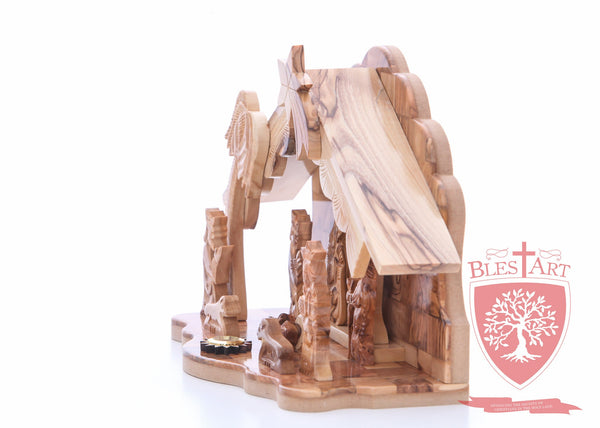 Nativity Set, with 2-d figures and Incense from the tomb of jesus Size: 9" / 25 CM