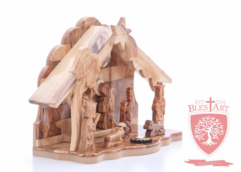 Nativity Set, with 2-d figures and Incense from the tomb of jesus Size: 9" / 25 CM