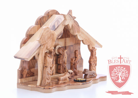 Nativity Set, with 2-d figures and Incense from the tomb of jesus Size: 9" / 25 CM