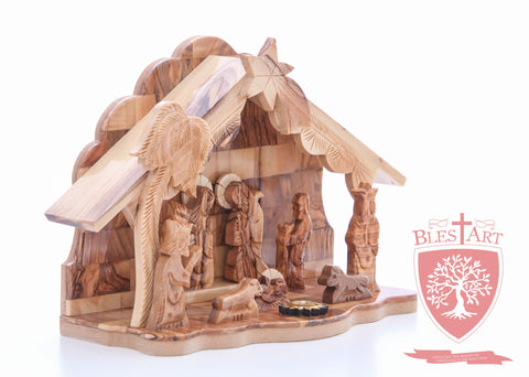 Nativity Set, with 2-d figures and Incense from the tomb of jesus Size: 9" / 25 CM