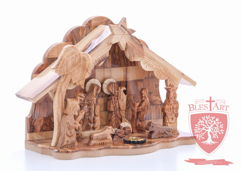 Nativity Set, with 2-d figures and Incense from the tomb of jesus Size: 9" / 25 CM