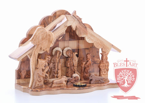 Nativity Set, with 2-d figures and Incense from the tomb of jesus Size: 9" / 25 CM