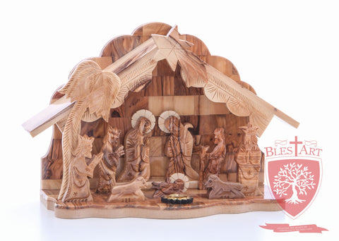 Nativity Set, with 2-d figures and Incense from the tomb of jesus Size: 9" / 25 CM