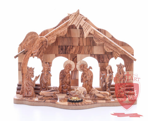 Nativity Set, with 2-D figures and Incense from the tomb of jesus. Size: 10" 5" 7.5"