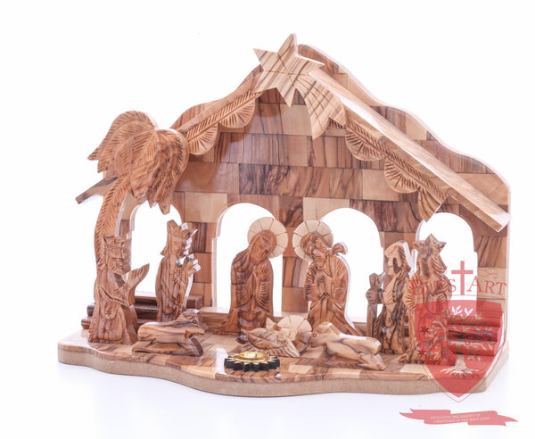 Nativity Set, with 2-D figures and Incense from the tomb of jesus. Size: 10" 5" 7.5"