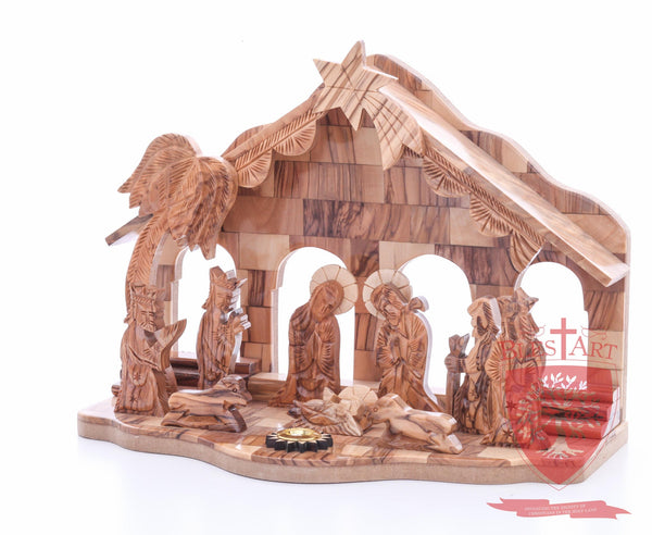 Nativity Set, with 2-D figures and Incense from the tomb of jesus. Size: 10" 5" 7.5"