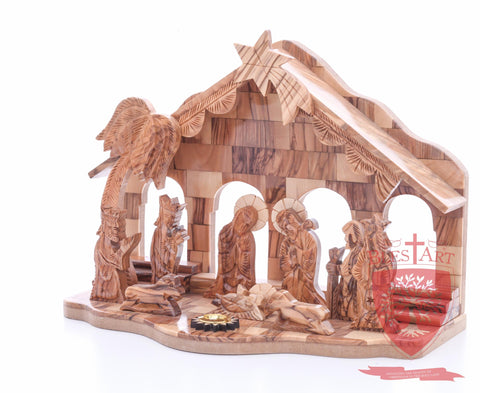 Nativity Set, with 2-D figures and Incense from the tomb of jesus. Size: 10" 5" 7.5"