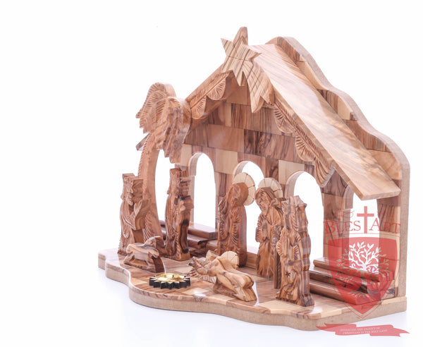 Nativity Set, with 2-D figures and Incense from the tomb of jesus. Size: 10" 5" 7.5"