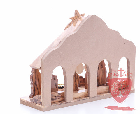 Nativity Set, with 2-D figures and Incense from the tomb of jesus. Size: 10" 5" 7.5"