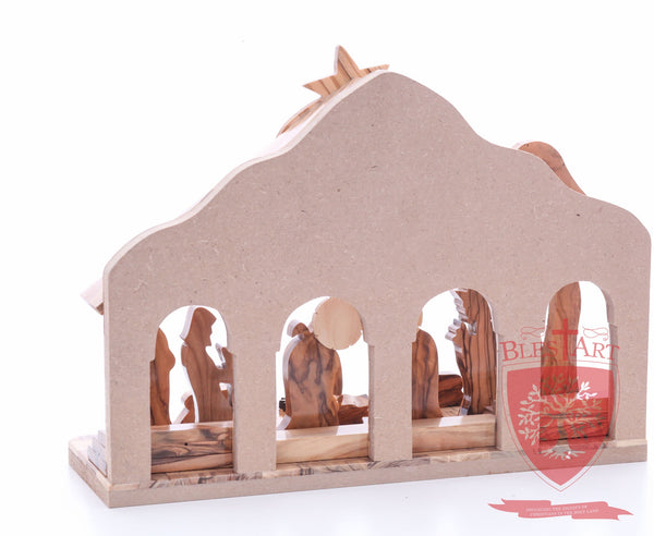 Nativity Set, with 2-D figures and Incense from the tomb of jesus. Size: 10" 5" 7.5"