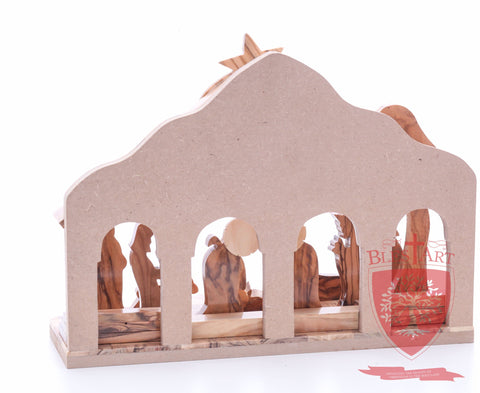 Nativity Set, with 2-D figures and Incense from the tomb of jesus. Size: 10" 5" 7.5"