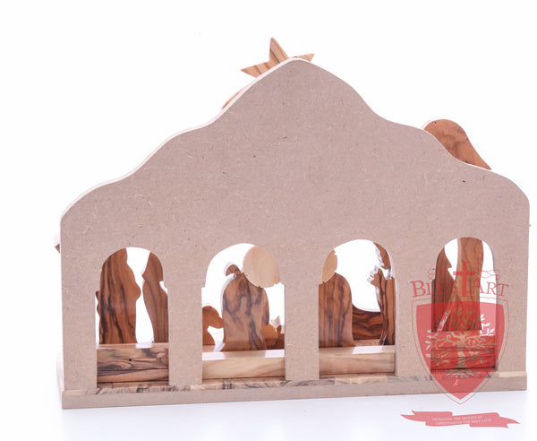 Nativity Set, with 2-D figures and Incense from the tomb of jesus. Size: 10" 5" 7.5"