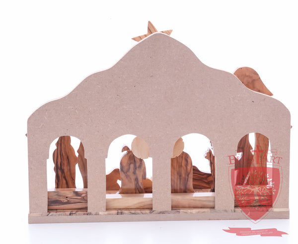 Nativity Set, with 2-D figures and Incense from the tomb of jesus. Size: 10" 5" 7.5"