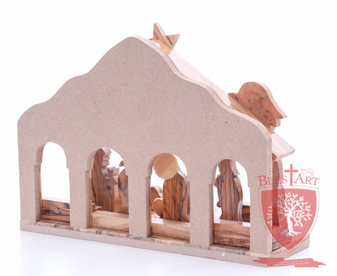 Nativity Set, with 2-D figures and Incense from the tomb of jesus. Size: 10" 5" 7.5"