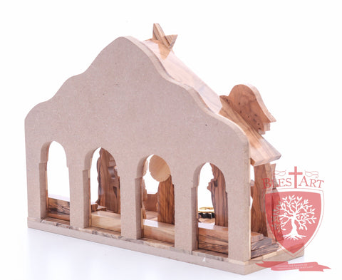 Nativity Set, with 2-D figures and Incense from the tomb of jesus. Size: 10" 5" 7.5"