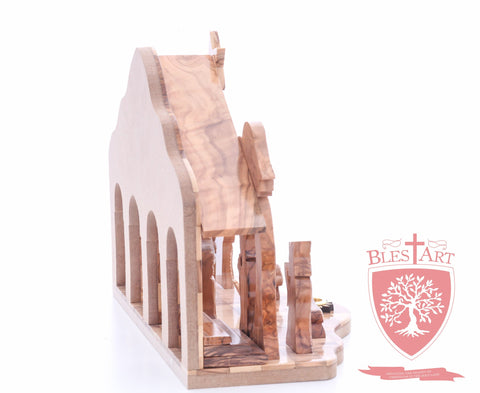 Nativity Set, with 2-D figures and Incense from the tomb of jesus. Size: 10" 5" 7.5"