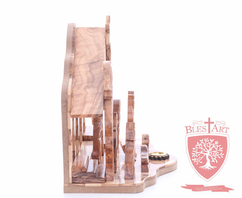 Nativity Set, with 2-D figures and Incense from the tomb of jesus. Size: 10" 5" 7.5"